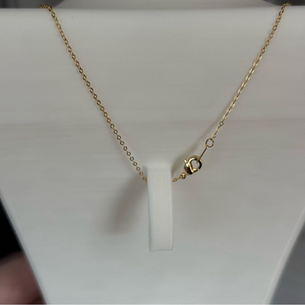 Gold and Black Initial H Pendant Necklace - Picture 4 of 4